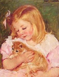 Sara Holding a Cat, by Mary Cassatt, 1908